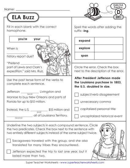 ELA Buzz: Week 19 Worksheets 91 through 95
