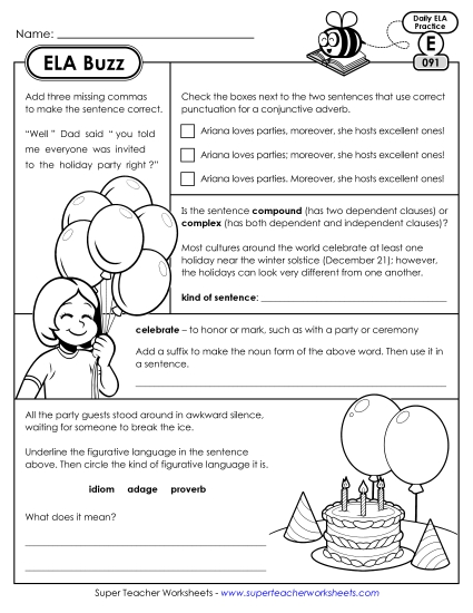 ELA Buzz: Week 19 Worksheets 91 through 95