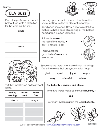 ELA Buzz: Week 2 Worksheets 6 through 10 ELA Buzz: Week 2 Worksheets 6 through 10