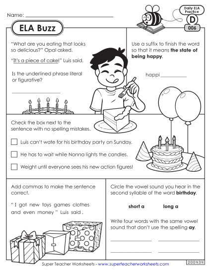 ELA Buzz: Week 2 Worksheets 6 through 10