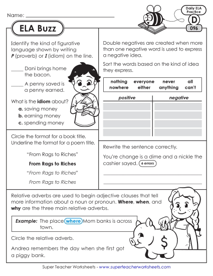 ELA Buzz: Week 20 Worksheets 96 through 100 ELA Buzz: Week 20 Worksheets 96 through 100