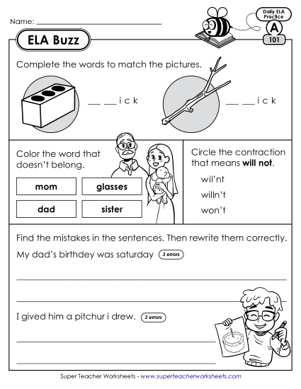 ELA Buzz: Week 21 Worksheets 101 through 105