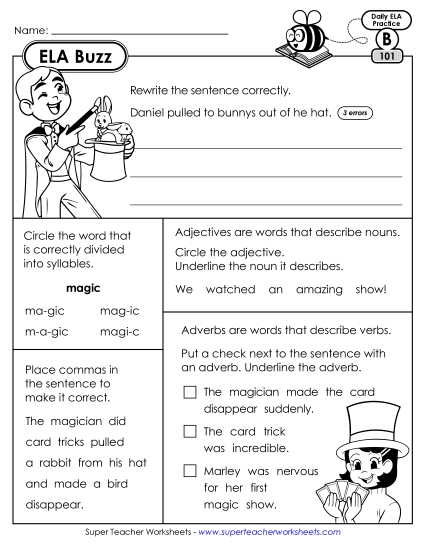 ELA Buzz: Week 21 Worksheets 101 through 105