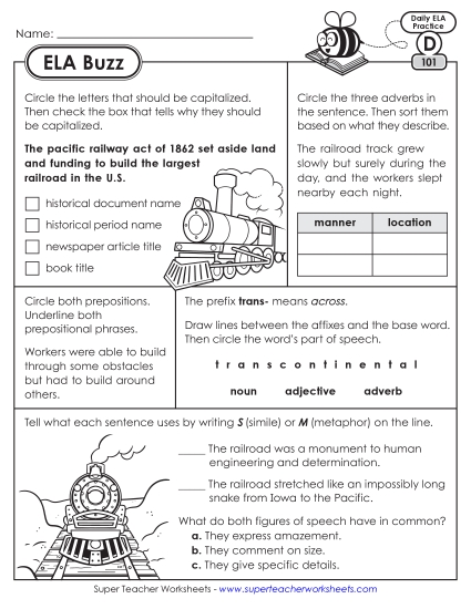 ELA Buzz: Week 21 Worksheets 101 through 105
