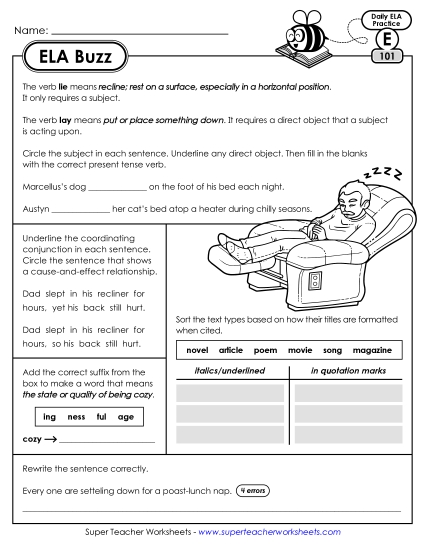 ELA Buzz: Week 21 Worksheets 101 through 105