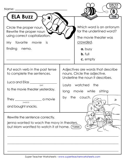 ELA Buzz: Week 22 Worksheets 106 through 110 ELA Buzz: Week 22 Worksheets 106 through 110