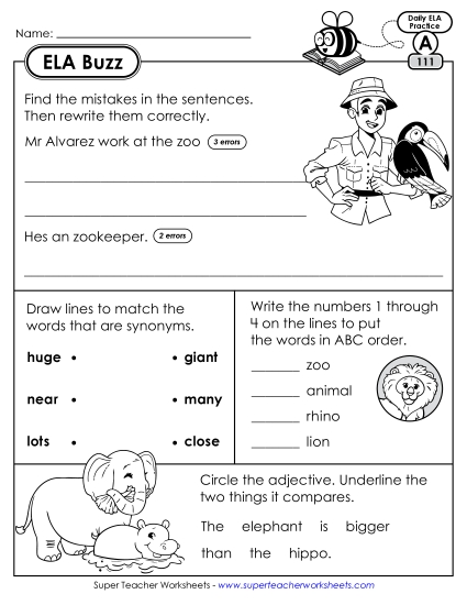 ELA Buzz: Week 23 Worksheets 111 through 115