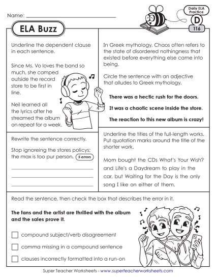 ELA Buzz: Week 24 Worksheets 116 through 120 ELA Buzz: Week 24 Worksheets 116 through 120