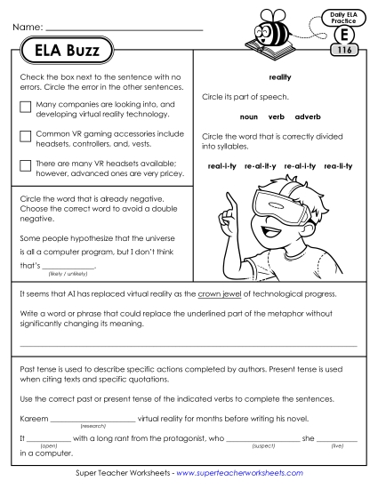 ELA Buzz: Week 24 Worksheets 116 through 120