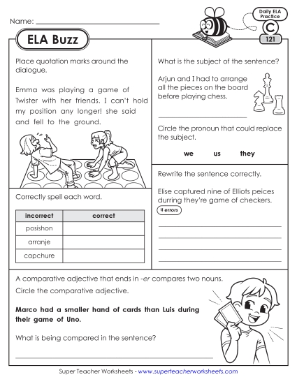 ELA Buzz: Week 25 Worksheets 121 through 125 ELA Buzz: Week 25 Worksheets 121 through 125