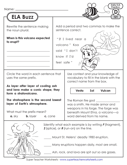 ELA Buzz: Week 25 Worksheets 121 through 125 ELA Buzz: Week 25 Worksheets 121 through 125