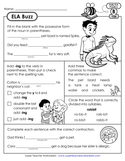 ELA Buzz: Week 26 Worksheets 126 through 130