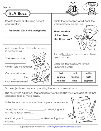 ELA Buzz: Week 26 Worksheets 126 through 130 ELA Buzz: Week 26 Worksheets 126 through 130