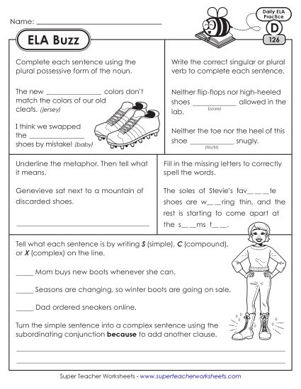 ELA Buzz: Week 26 Worksheets 126 through 130 ELA Buzz: Week 26 Worksheets 126 through 130