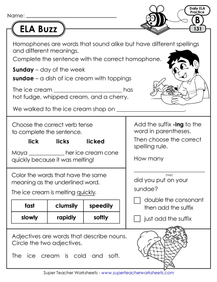 ELA Buzz: Week 27 Worksheets 131 through 135
