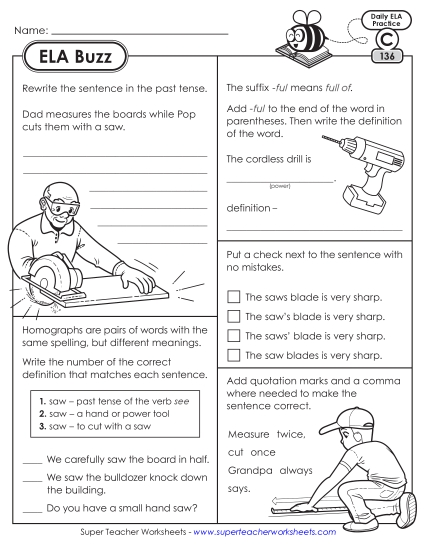 ELA Buzz: Week 28 Worksheets 136 through 140 ELA Buzz: Week 28 Worksheets 136 through 140