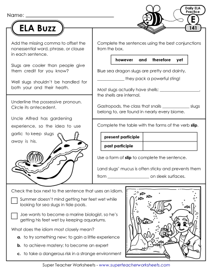 ELA Buzz: Week 29 Worksheets 141 through 145 ELA Buzz: Week 29 Worksheets 141 through 145
