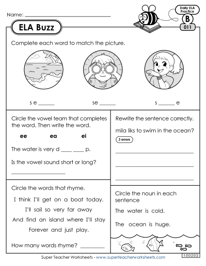 ELA Buzz: Week 3 Worksheets 11 through 15