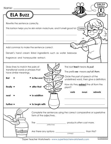 ELA Buzz: Week 3 Worksheets 11 through 15