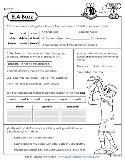 ELA Buzz: Week 4 Worksheets 16 through 20