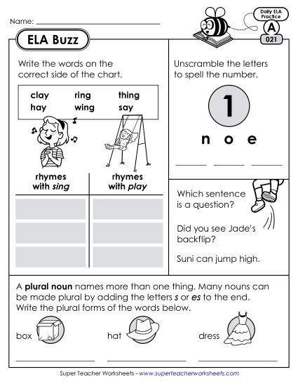 ELA Buzz: Week 5 Worksheets 21 through 25