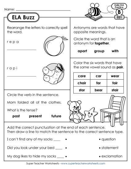 ELA Buzz: Week 5 Worksheets 21 through 25