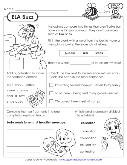 ELA Buzz: Week 5 Worksheets 21 through 25 ELA Buzz: Week 5 Worksheets 21 through 25