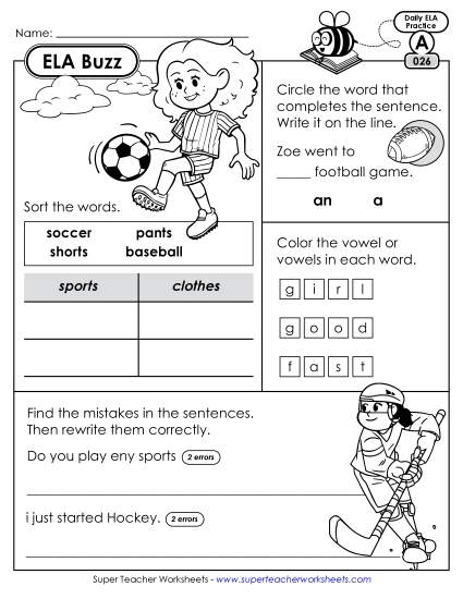 ELA Buzz: Week 6 Worksheets 26 through 30 ELA Buzz: Week 6 Worksheets 26 through 30