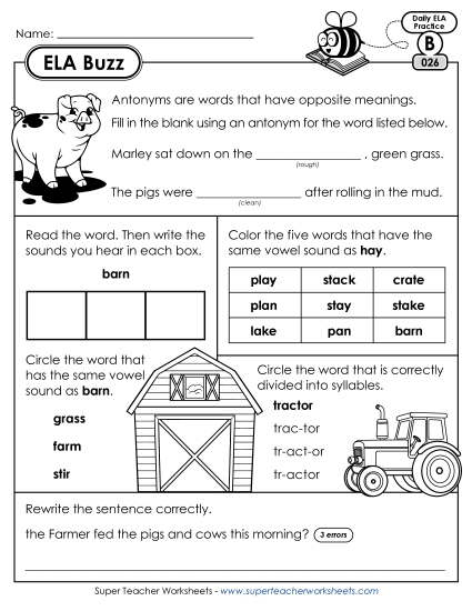 ELA Buzz: Week 6 Worksheets 26 through 30 ELA Buzz: Week 6 Worksheets 26 through 30