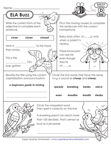 ELA Buzz: Week 6 Worksheets 26 through 30 ELA Buzz: Week 6 Worksheets 26 through 30