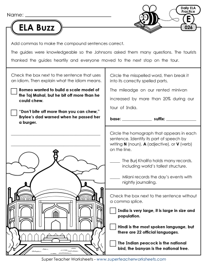 ELA Buzz: Week 6 Worksheets 26 through 30