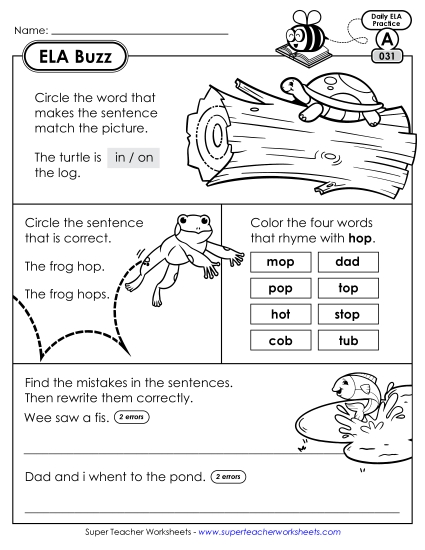 ELA Buzz: Week 7 Worksheets 31 through 35 ELA Buzz: Week 7 Worksheets 31 through 35