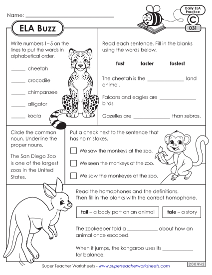 ELA Buzz: Week 7 Worksheets 31 through 35 ELA Buzz: Week 7 Worksheets 31 through 35