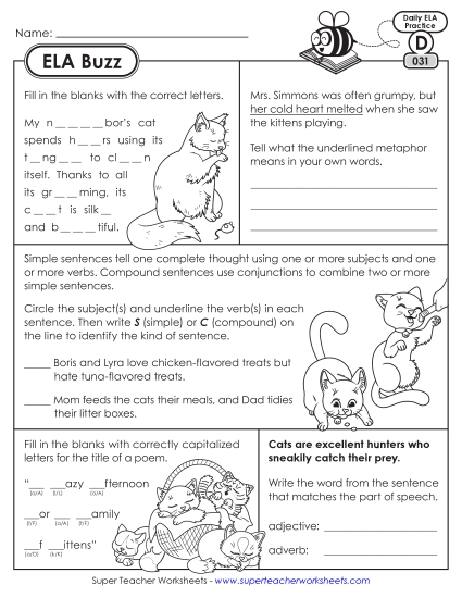 ELA Buzz: Week 7 Worksheets 31 through 35