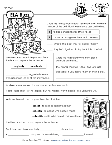 ELA Buzz: Week 7 Worksheets 31 through 35