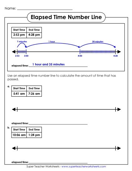 Time Worksheet Images - Elapsed Time Number Line (Advanced) Time Worksheet Images - Elapsed Time Number Line (Advanced)
