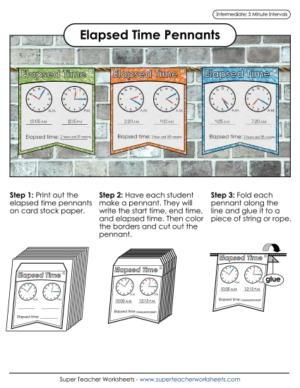 Level: Intermediate 5 Minute Increments - Elapsed Time Pennants (5 Minute Intervals) Level: Intermediate 5 Minute Increments - Elapsed Time Pennants (5 Minute Intervals)