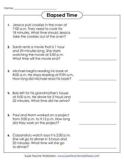 Elapsed Time: 1 Minute Increments - Elapsed Time Word Problems #1 Elapsed Time: 1 Minute Increments - Elapsed Time Word Problems #1