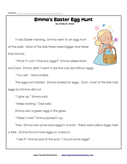 Reading Comprehension - Emma's Easter Egg Hunt (Fiction)
