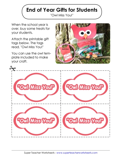 End-of-Year Gift Tags - End-of-Year Gift: Owl End-of-Year Gift Tags - End-of-Year Gift: Owl