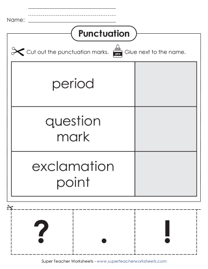 Periods, Question Marks, Exclamation Points - End Punctuation Cut & Paste Periods, Question Marks, Exclamation Points - End Punctuation Cut & Paste