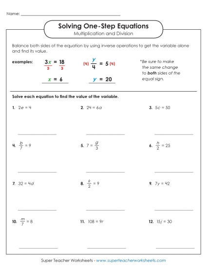 Solving for Variables Multiplication & Division Only - Equations with Multiplication & Division (Basic) Solving for Variables Multiplication & Division Only - Equations with Multiplication & Division (Basic)