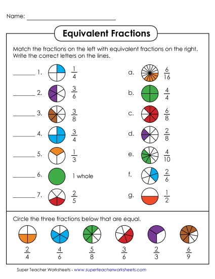 Equivalent Fractions - Equivalent Fraction Matching Equivalent Fractions - Equivalent Fraction Matching