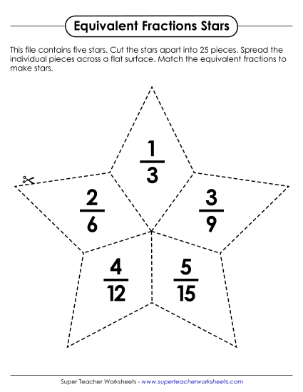 Equivalent Fractions - Equivalent Fraction Star Puzzles Equivalent Fractions - Equivalent Fraction Star Puzzles