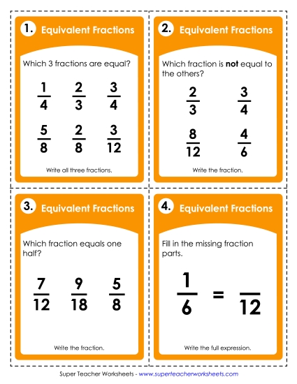 Equivalent Fractions - Equivalent Fractions: Task Cards Equivalent Fractions - Equivalent Fractions: Task Cards