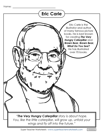 Worksheets - Eric Carle Biography Coloring Page