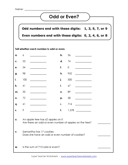 Even and Odd Numbers Even and Odd Numbers