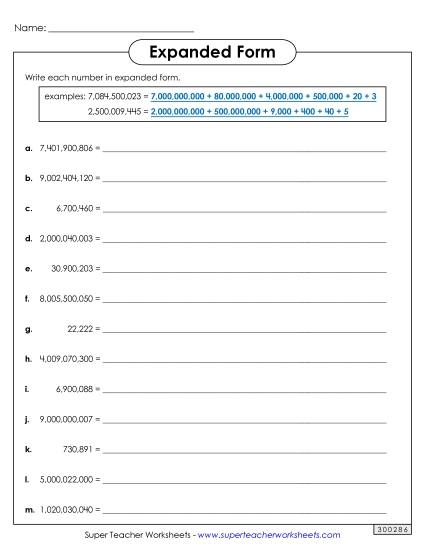 Place Value - Expanded Form (Billions) Place Value - Expanded Form (Billions)