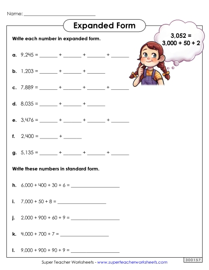 Place Value - Expanded Form: Thousands