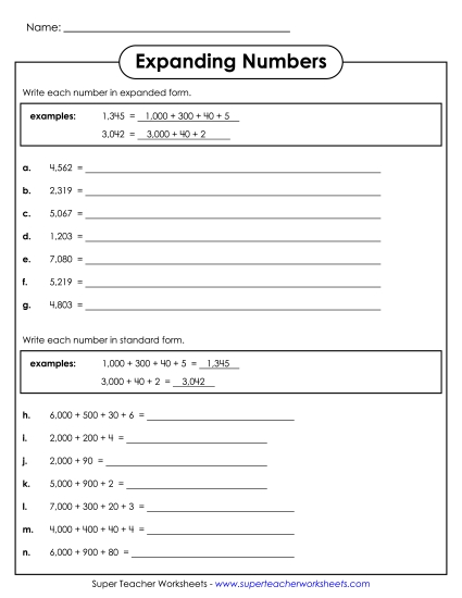 Place Value - Expanded Form: Thousands Place Value - Expanded Form: Thousands